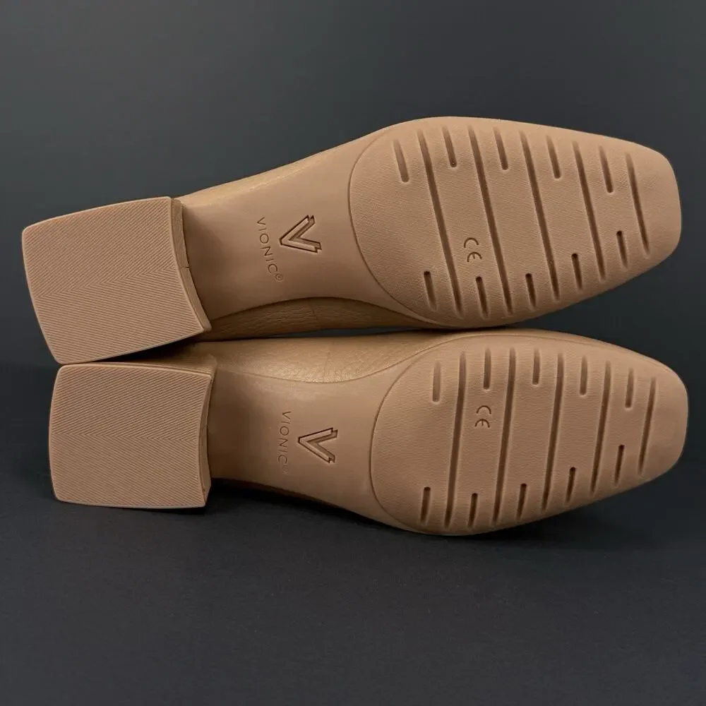 Vionic Ramona Block Heel Pumps Women’s Size 6 Tan Leather Comfort Shoes